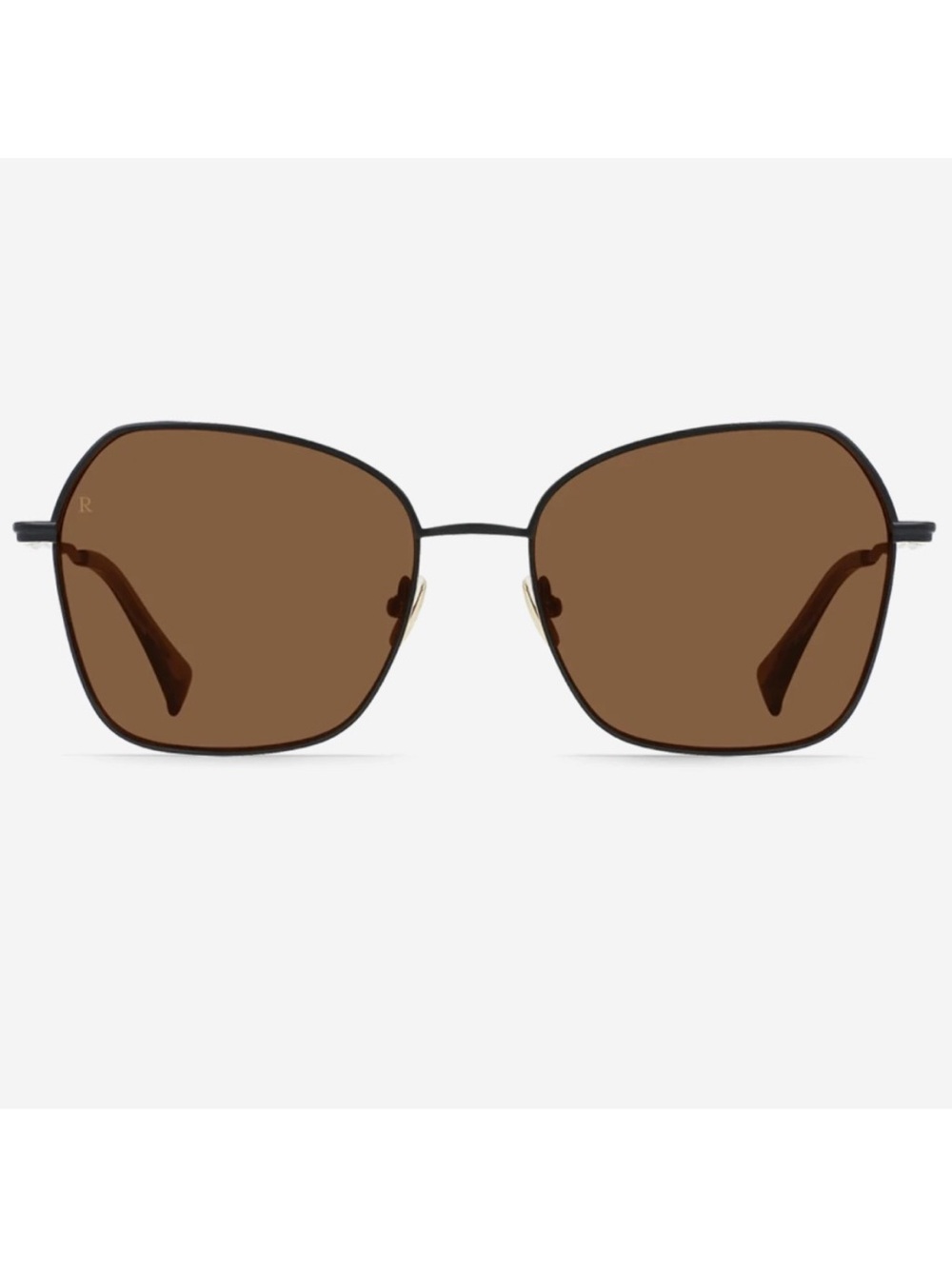 New! Raen Zhana 57mm Geometric Sunglasses Satin Black/Groovy Brown